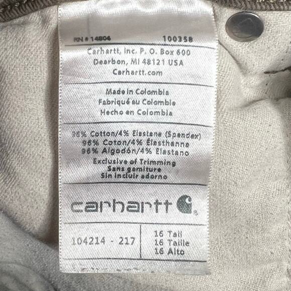 CARHARTT Rugged Flex Slim Fit Work Pants Mid Rise Twill Tarmac Womens Sz 16 Tall - Picture 10 of 11